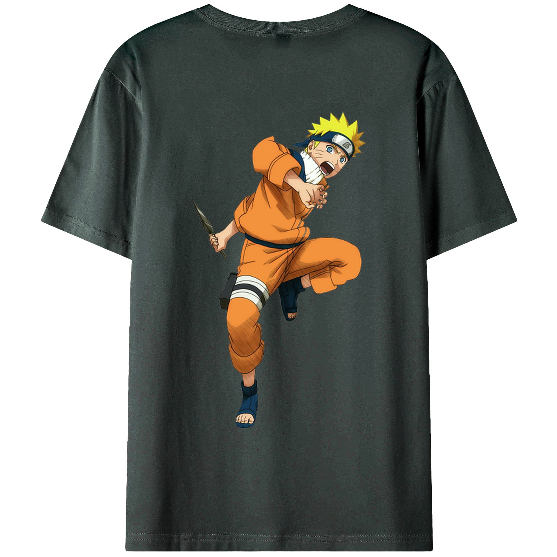 （画像用） NARUTO -ナルト- うずまき ナルト Uzumaki Naruto 綿100％ メンズ半袖Tシャツ（バックプリント） 通気性